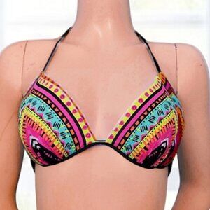 European Aztec-Tribal pattern halter padded Bikini- NWOT